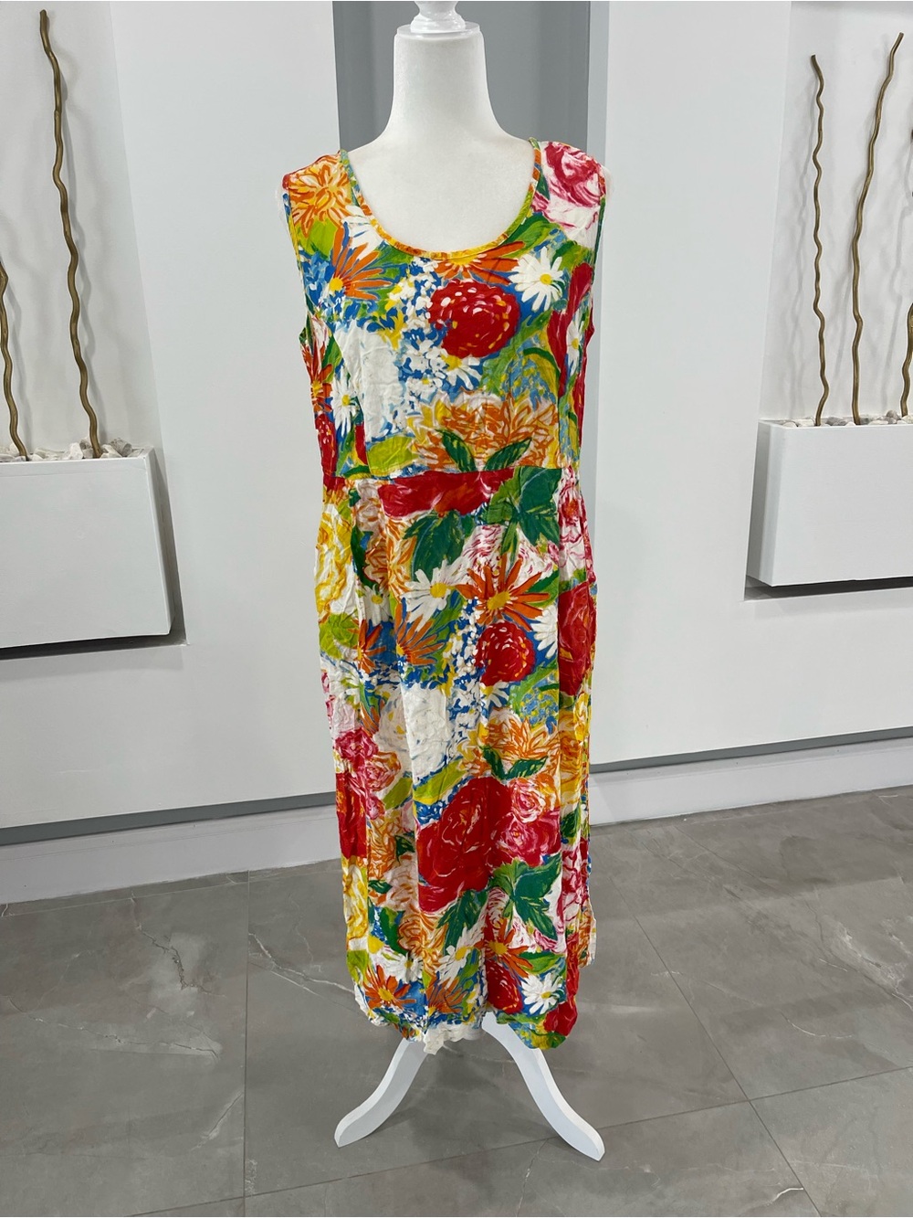 Jams World Tropical Floral Sleeveless Maxi Dress in Red, Yellow, Green & Blue